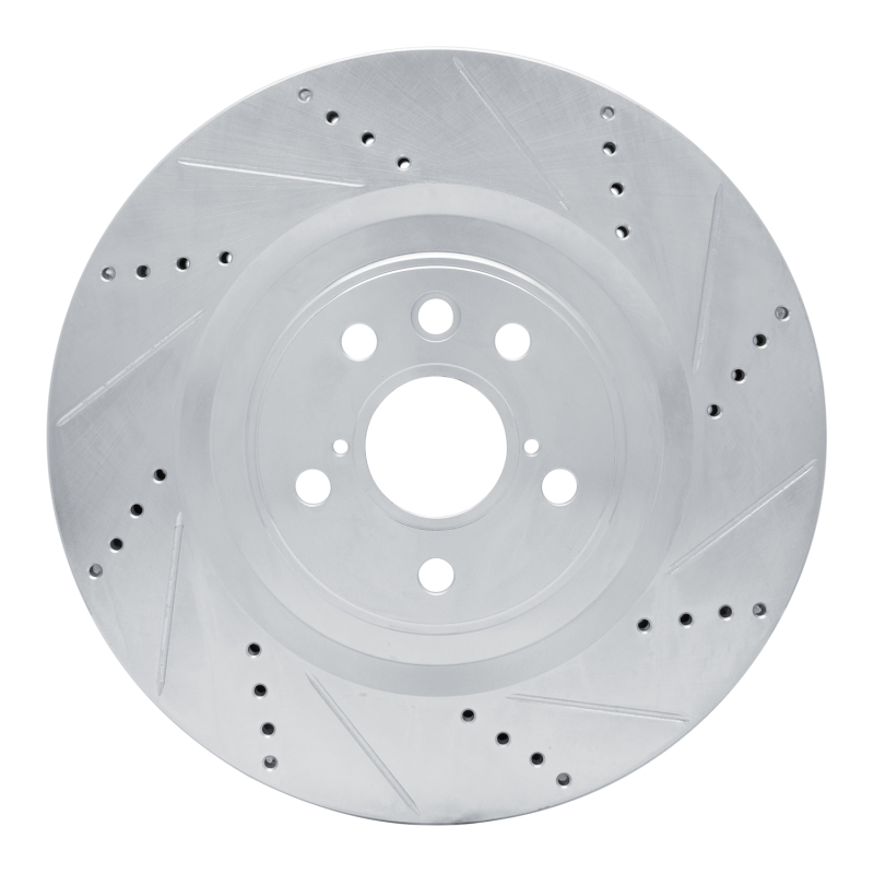 Lexus IS500 Brake Rotor (1) - Right Front - R1 Concepts - Drilled & Slotted - Silver - `13-`25